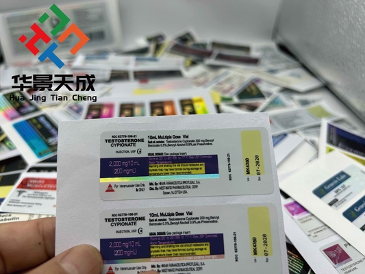 Single Side Printing Glass Vial Labels with Glossy Finish and UV Protection