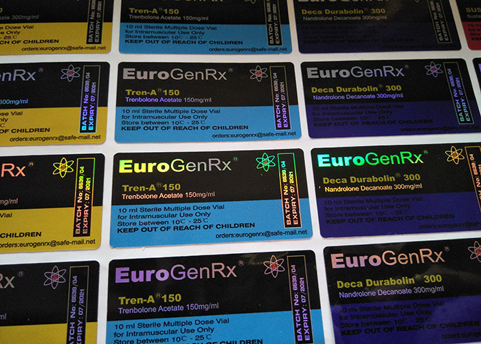 Glossy Waterproof Euro GenRX Glass Vial Labels Hologram Medication Label Stickers