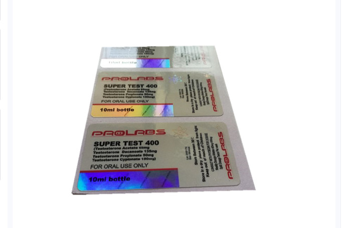Hologram Super Test 400 Injection Custom Vial Labels , Steroid Vial Labels For Prolabs