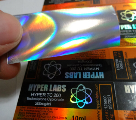 10ml Vial Laser Adhesive Labels Hologram Sticker vial Package Custom Waterproof