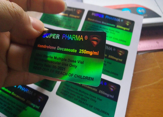 Custom Hologram 10ml Glass Vial Labels / Pharmacy Bottle Labels Super Pharma Deisgn