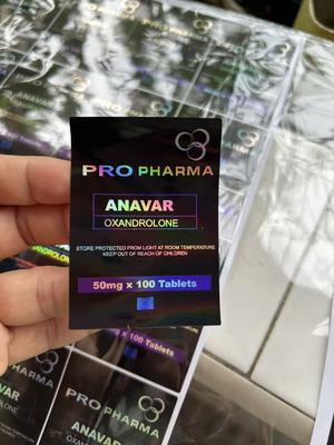 Anavar 50mg x100 pill  Tablets Labels laser PET Stickers U FOR Aluminum Zip Lock Bags