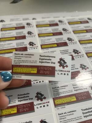 Test Cyp 250mg 10ml vial Labels Customizable Size for Pharmaceu tical Bottles