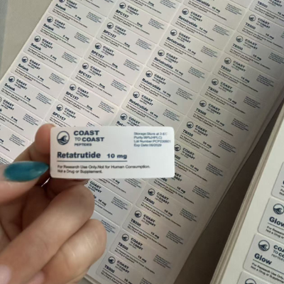 Waterproof Glossy Finish Customized Size Vial Labels for Peptide Bottles and Adhesive Stickers