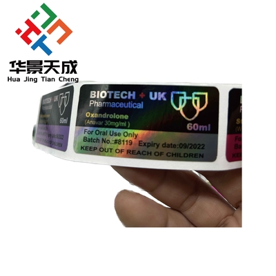 Blue Plastic Vial Vial Labels with Offset Printing for Plastic Vials