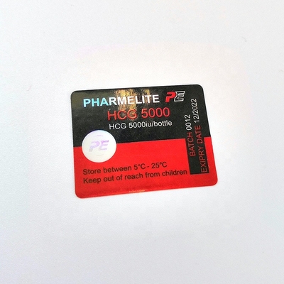 Waterproof  Laser Holographic 10ml Vial Label For Peptide Pharmacy Medication Bottles