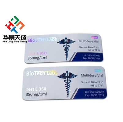 RX 10ml Vial Labels Silver Foil Metalliing Sticker Printing With Free Design Service