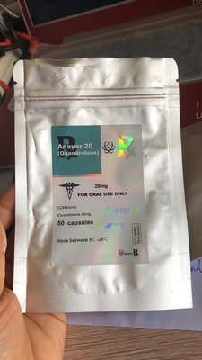 Custom Private Vial Label Anavar Aluminum ZipLock Pouch With Label Sticker Hologram