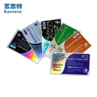 Deca 250mg Pharmaceutical Injection Medication Glass Vial Labels 25x60mm Laser Hologram Material