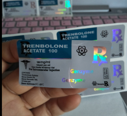 Custom Design PET Vial Labels Boxes For Bodybuilding Injectable Anabolic Glossy Holographic Pills Bottles