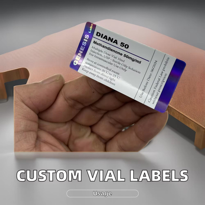 Custom Design PET Vial Labels Boxes For Bodybuilding Injectable Anabolic Glossy Holographic Pills Bottles