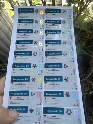 Tirzepatide 40mg Peptide  Glass Vial Labels With Customized Design 