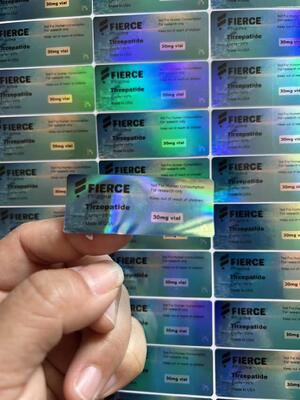 Tirzepatide 30mg SMALL GLASS VVIAL LABELS WITH  Waterproof LAER PET