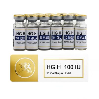 HG H 100IU 10 VIALS Labels Somatropin 1 Vial Labels Stickers Gold Logo