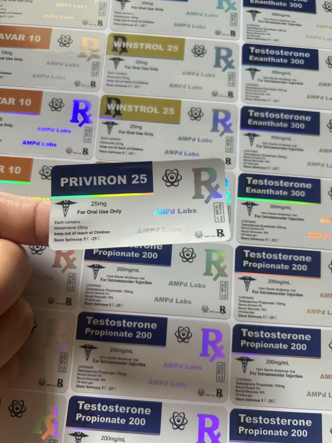 Robust Tablet Labels Custom Priviron 50mg Plastic Bottle & Tablet Labels