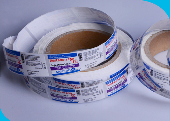 Glossy Roll vial Vial Labels Strong Adhesive Square Shape For Injection Vial