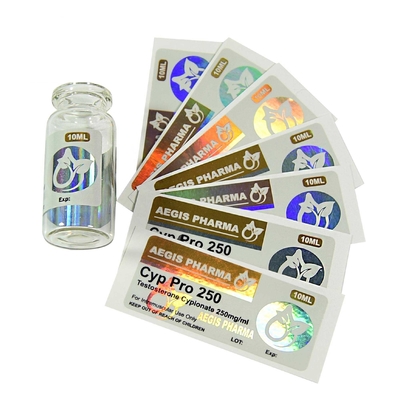 Cyp 250mg Adhesive Scratch Sticker Holographhic Custom Printed Label 10ml Vial Labels