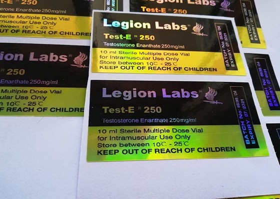 6x3cm Gold Shine 10ml Vial Labels , 3d Hologram Stickers With Custom Design