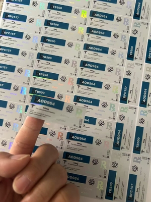 AOD964  3ml Glass Vial Labels With Hologram PET Materail Laser Shinny Effect
