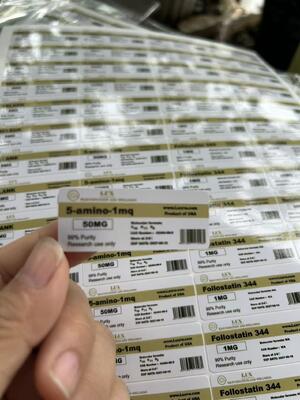 5-amino-1mq 50mg PVC Materail 3ML Peptide Vial Labels LABELS