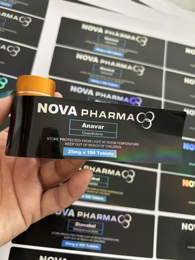 Anavar 20mg PET plastic bottle label sample 3 — front view with clear printing